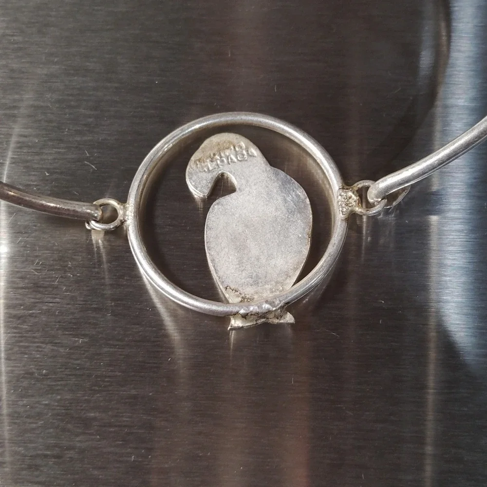 VTG MEXICO ALPACA SILVER PARROT TROPICAL BIRD BRACELET